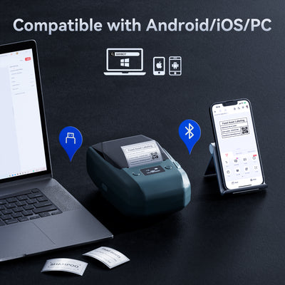 NB589 - NIIMBOT - M2_H - 300DPI THERMAL TRANSFER BLUETOOTH LABEL PRINTER - INCL BLACK RIBBON CARTRIDGE & WHITE 50X30MM LABEL - WHITE