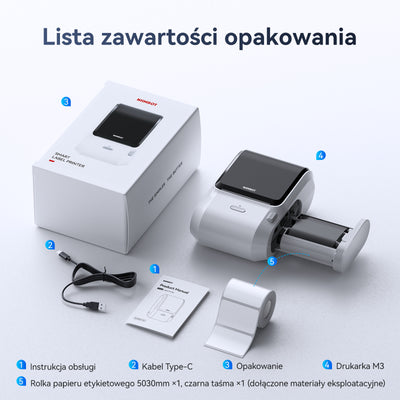 NB610 - NIIMBOT - M3 - PORTABLE BLUETOOTH THERMAL TRANSFER LABEL PRINTER - INCL FREE LABEL ROLL