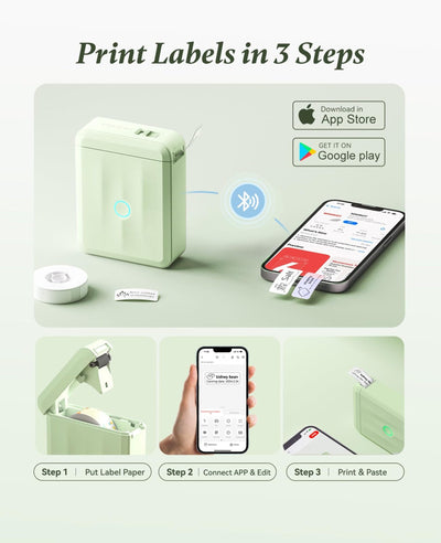 NB524 - NIIMBOT - D110_M - PORTABLE BLUETOOTH LABEL PRINTER INCL FREE LABEL ROLL (12X40MM)