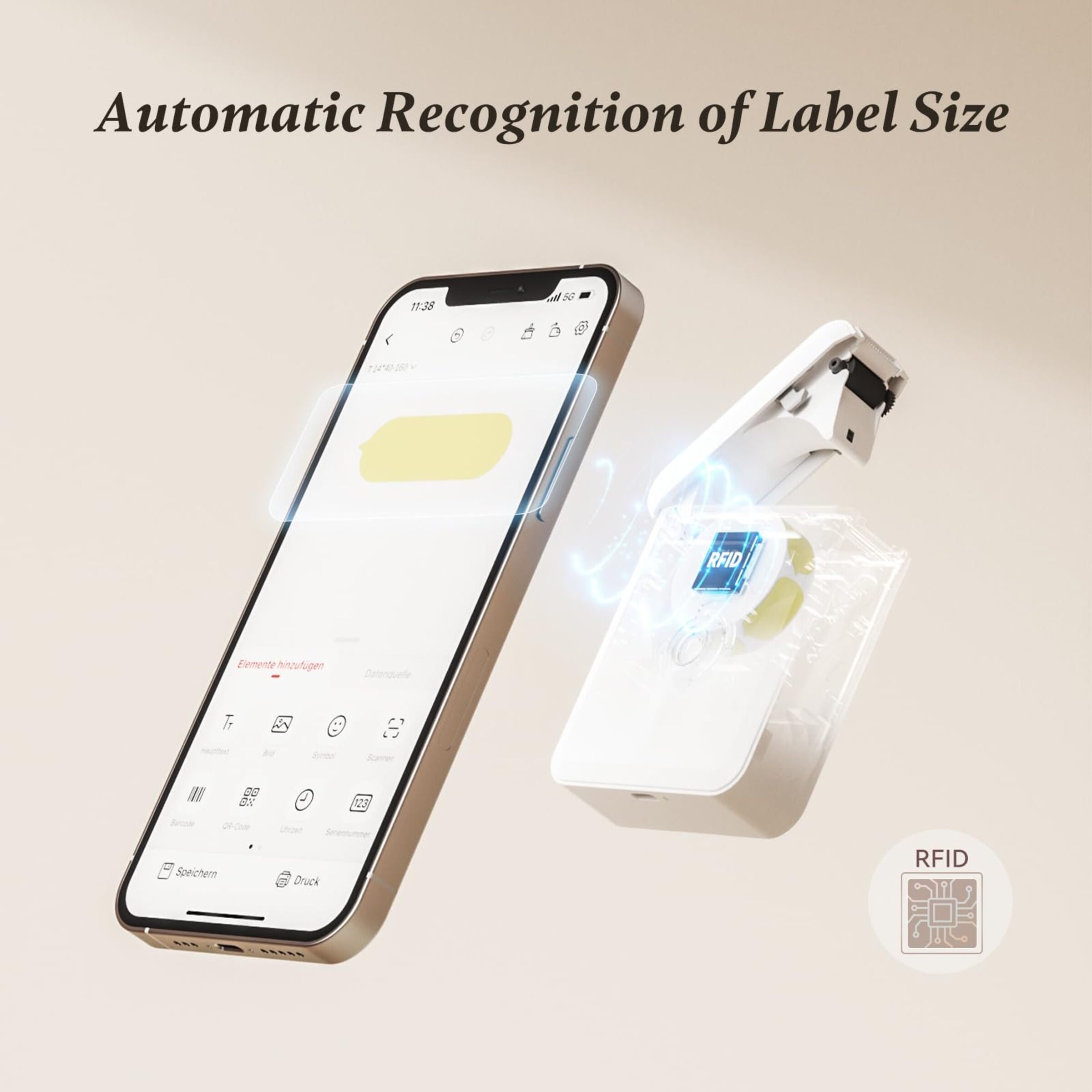 NB524 - NIIMBOT - D110_M - PORTABLE BLUETOOTH LABEL PRINTER INCL FREE LABEL ROLL (12X40MM)