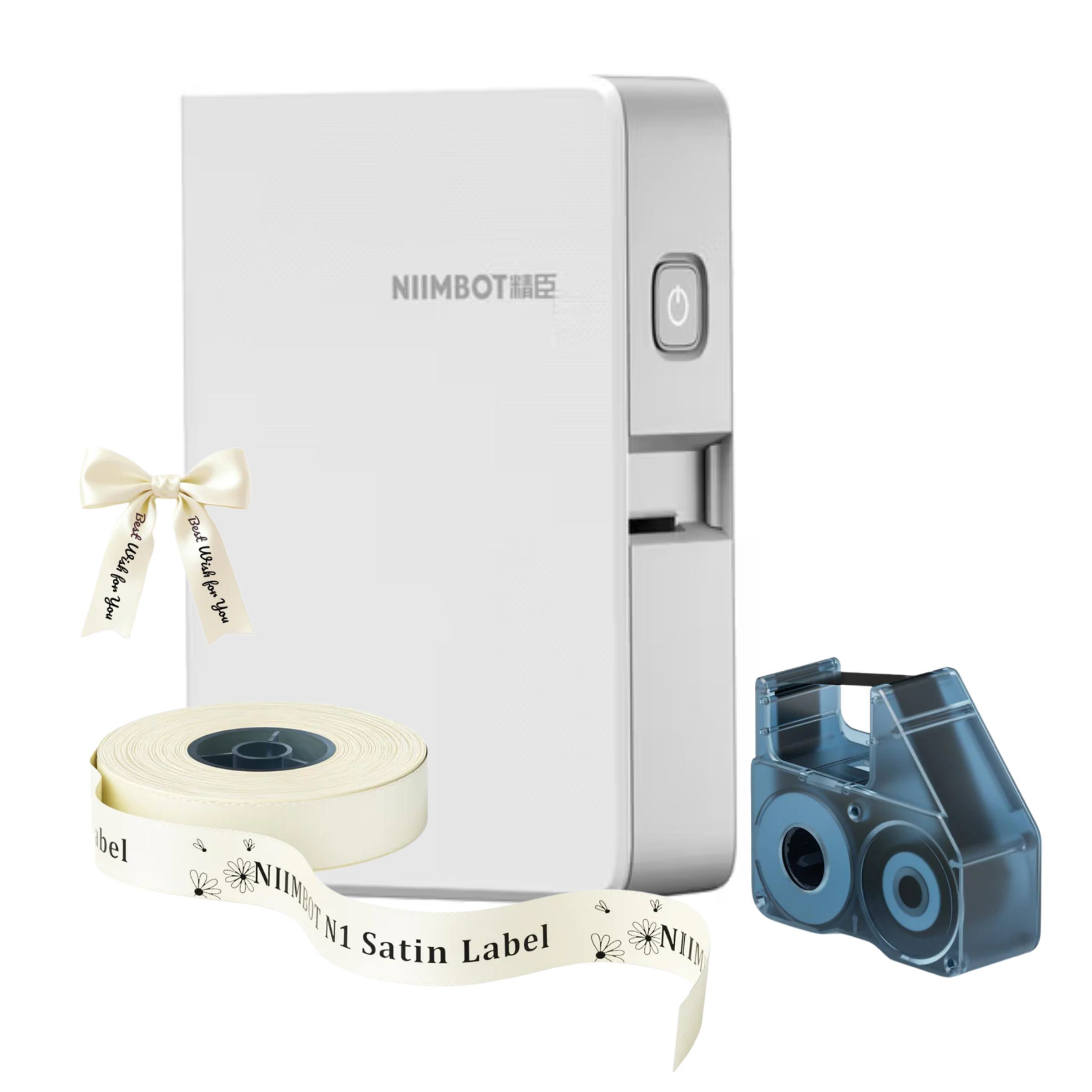 N1 with beige satin ribbon