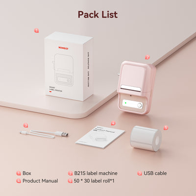 NB109 - NIIMBOT - B21S - PORTABLE THERMAL LABEL BLUETOOTH PRINTER INCL FREE LABEL (50X30MM)
