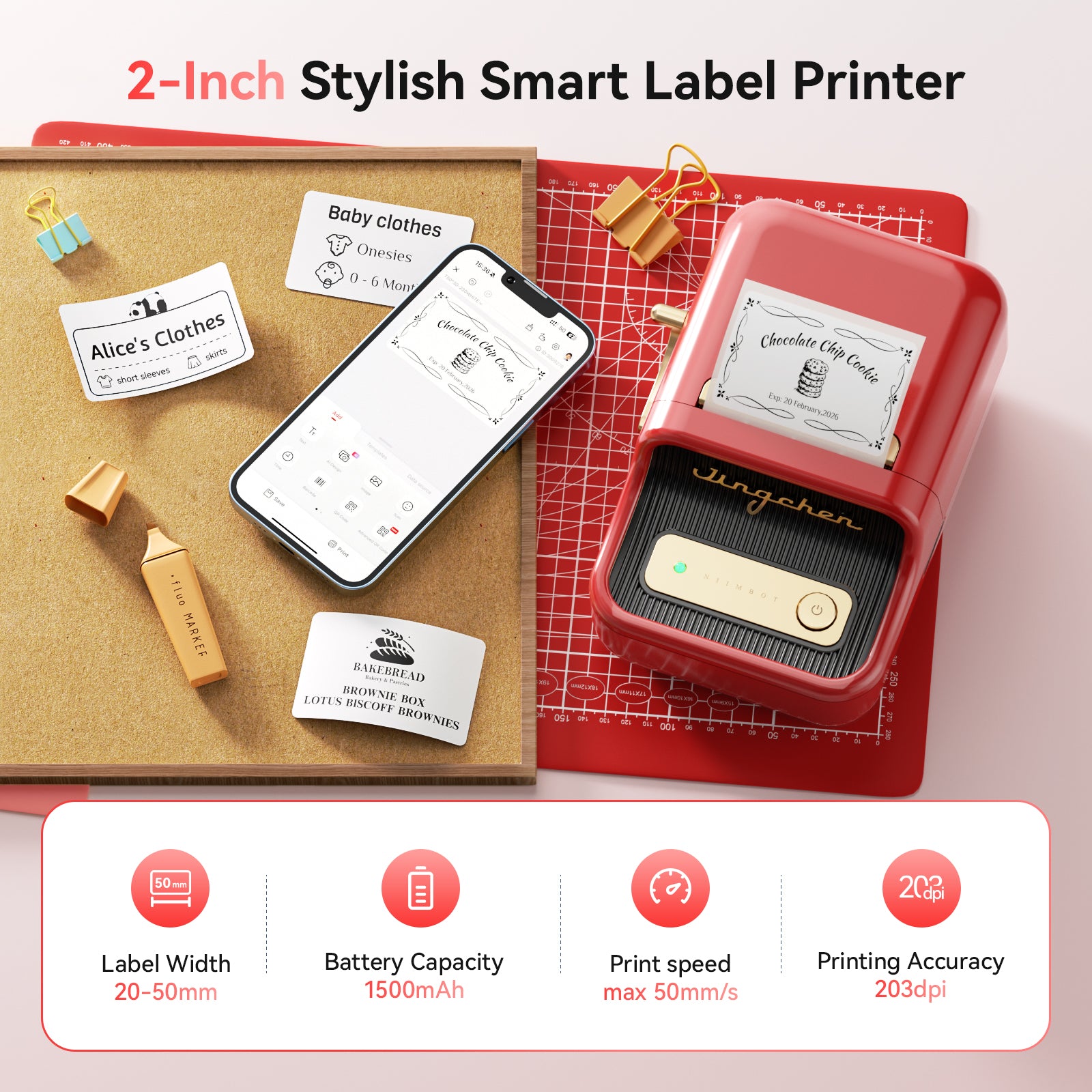 NB109 - NIIMBOT - B21S - PORTABLE THERMAL LABEL BLUETOOTH PRINTER INCL FREE LABEL (50X30MM)