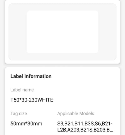 NB112 - NIIMBOT - B1 / B21 / B3S / B4 - 50X30MM - 230 WHITE LABELS