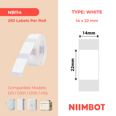 NB114 - NIIMBOT - D11 / D101 / D110 / H1S - 14X22MM - 250 WHITE LABELS