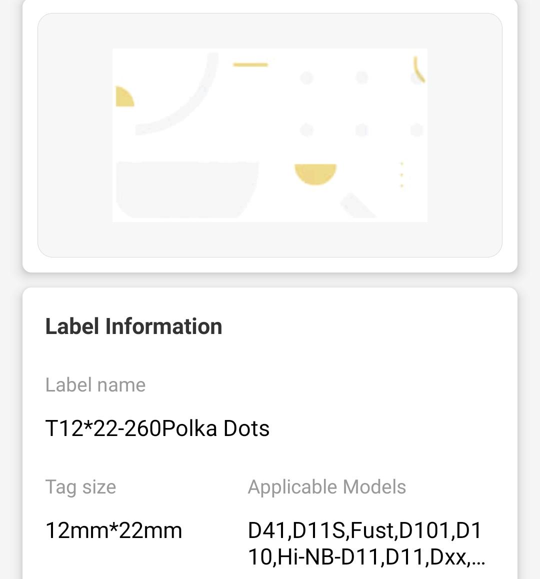 NB122 - NIIMBOT - D11 / D101 / D110 / H1S - 12X22MM - 250 POLKA DOTS LABELS