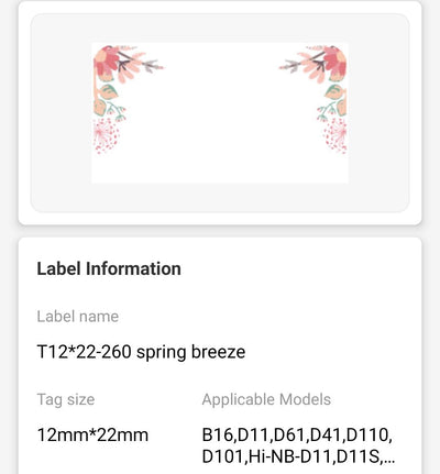 NB124 - NIIMBOT - D11 / D101 / D110 / H1S - 12X22MM - 250 SPRING RED LABELS