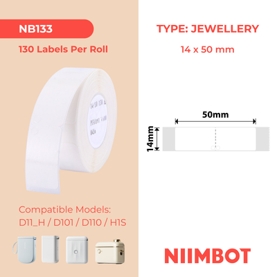 NIIMBOT - D Range - 14x50mm - White Jewellery Folding - 130 Labels