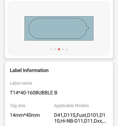 NB135 - NIIMBOT - D11 / D101 / D110 / H1S - 14X40MM - 160 BUBBLE B LABELS