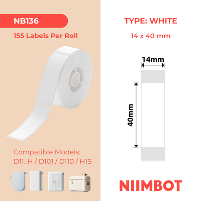 NIIMBOT - Gamma D - 14x40mm - Bianco - 155 Etichette