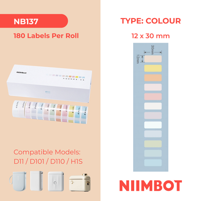 NB137 - NIIMBOT - D11 / D101 / D110 / H1S - 12X30MM - 180 SPRING EDITION LABELS - 12 X ROLLS