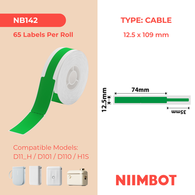 NIIMBOT-Gamme D-12, 5 x 109 mm-Câble vert-65 étiquettes