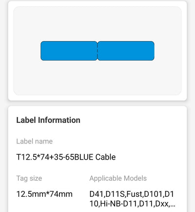 NB143 - NIIMBOT - D11 / D101 / D110 / H1S - 12.5X109MM - 65 BLUE CABLE LABELS