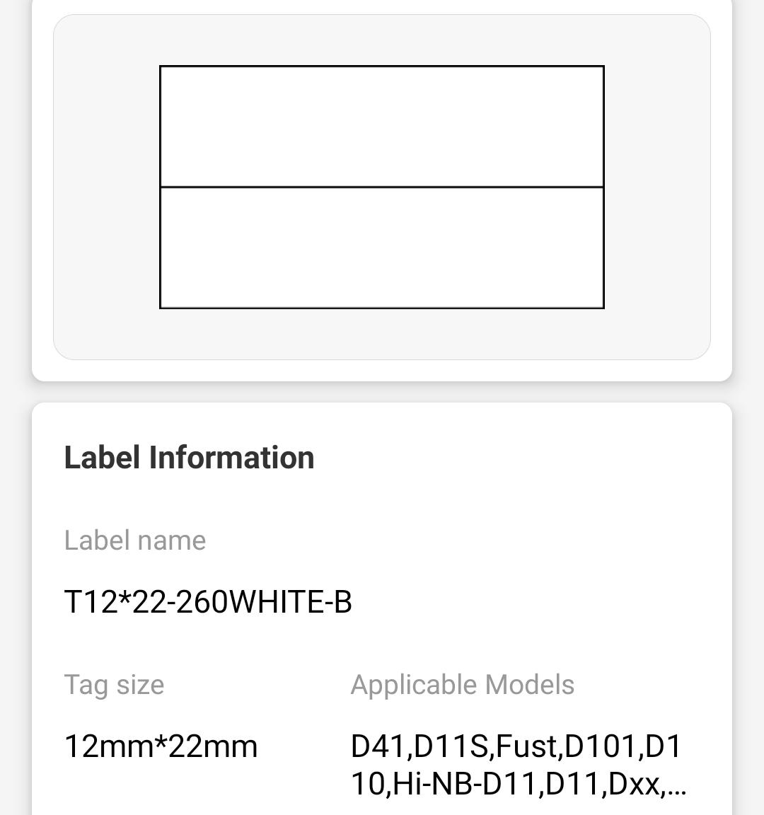 NB149 - NIIMBOT - D11 / D101 / D110 / H1S - 6X22MM/2L - 500 WHITE LABELS