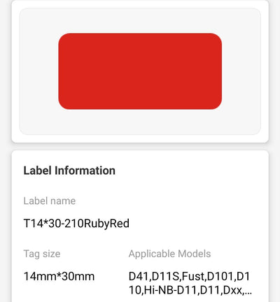 NB150 - NIIMBOT - D11 / D101 / D110 / H1S - 14X30MM - 195 RUBY RED LABELS