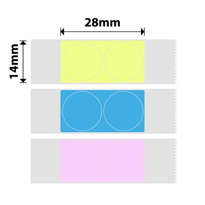 NB155 - NIIMBOT - D11 / D101 / D110 / H1S - 14X28MM - 205 PINK, YELLOW,BLUE ROUND LABELS