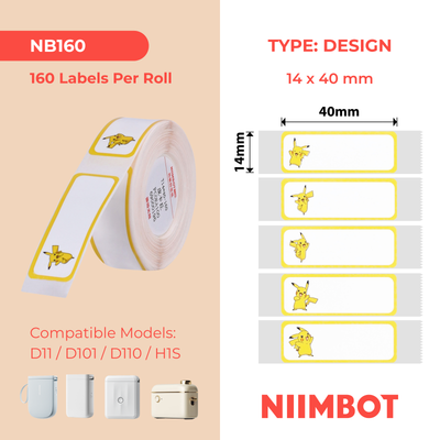 NB160 - NIIMBOT - D11 / D101 / D110 / H1S - 14X40MM - 160 PIKACHU C LABELS