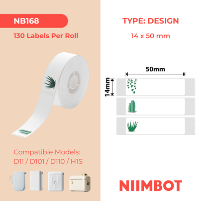 NB168 - NIIMBOT - D11 / D101 / D110 / H1S - 14X50MM - 125 SUCCULENT B LABELS