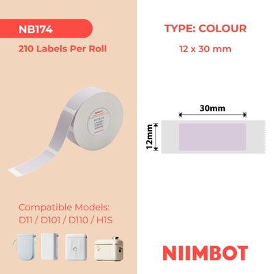 NB174 - NIIMBOT - D11 / D101 / D110 / H1S - 12X30MM - 210 LAVENDER LABEELS