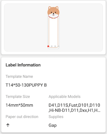 NB177 - NIIMBOT - D11 / D101 / D110 / H1S - 14X50MM - 125 CUTE PUPPY B LABELS