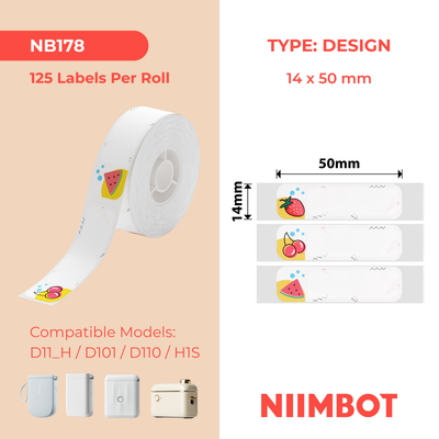 NIIMBOT-Gamme D-14 x 50 mm-Fruits-125 étiquettes