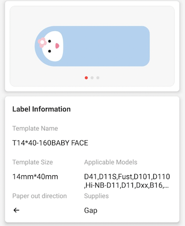 NB179 - NIIMBOT - D11 / D101 / D110 / H1S - 14X40MM - 155 BABY FACE LABELS