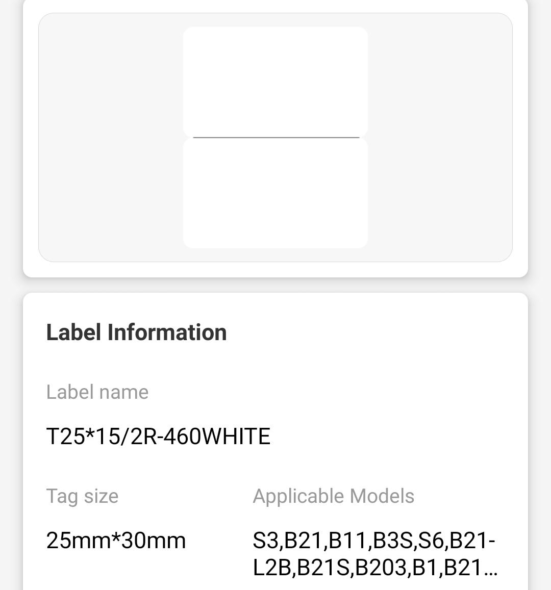 NB182 - NIIMBOT - B1 / B21 / B3S / B4 - 25X15MM/2 - 460 WHITE LABELS