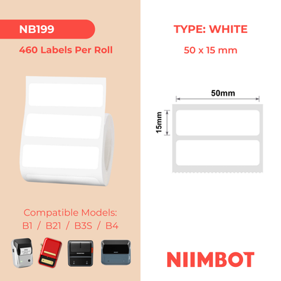 NB199 - NIIMBOT - B1 / B21 / B3S / B4 - 50X15MM/2R - 460 WHITE LABELS