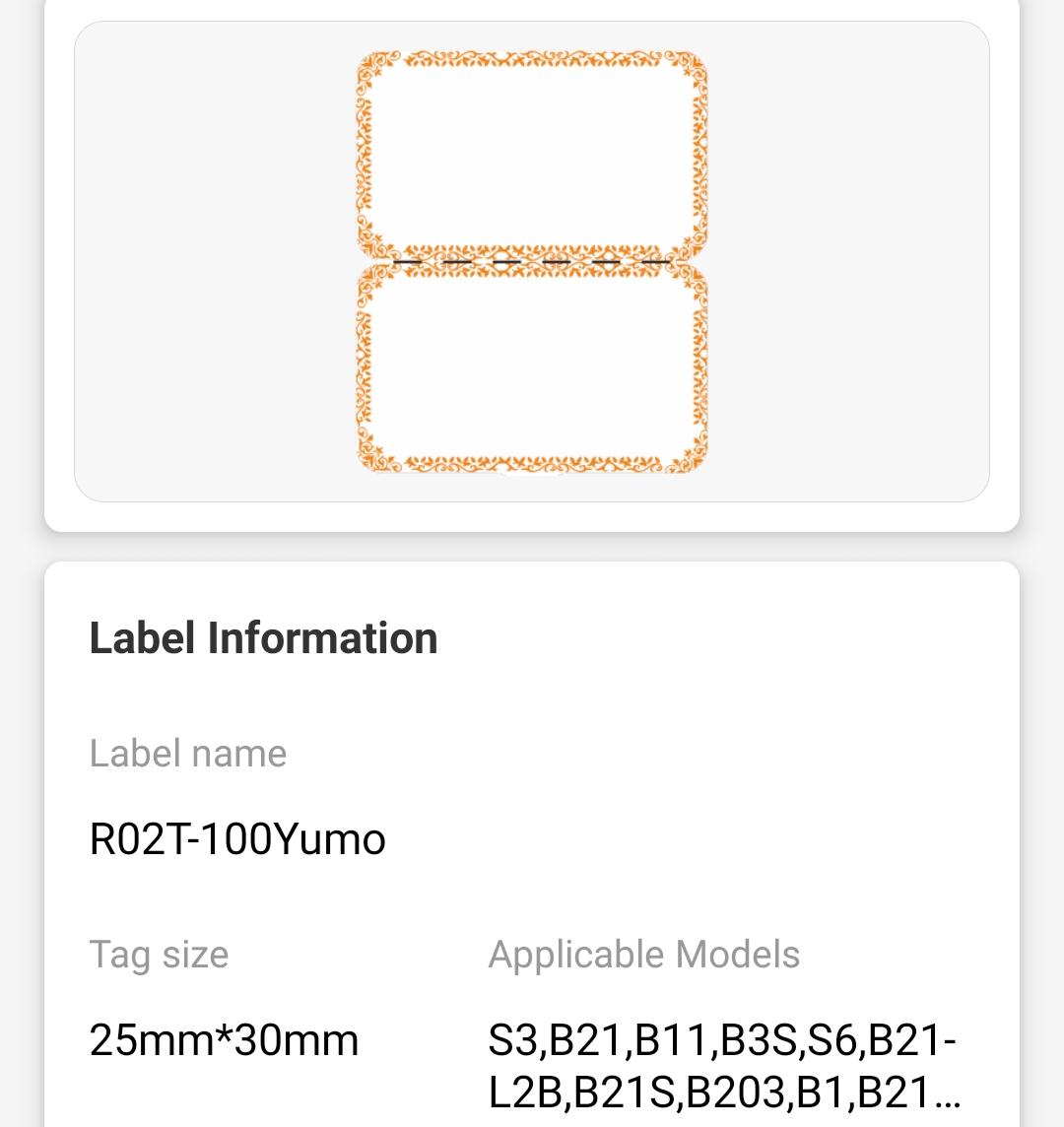 NB207 - NIIMBOT - B1 / B21 / B3S / B4 - 25X75MM - 100 ORANGE INK CABLE LABELS