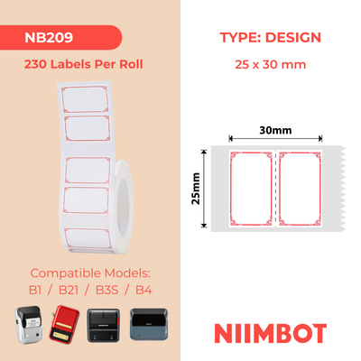 NB209 - NIIMBOT - B1 / B21 / B3S / B4 - 25X30MM - 230 ELEGANT RED LABELS