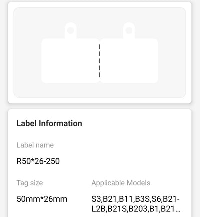 NB211 - NIIMBOT - B1 / B21 / B3S / B4 - 50X26MM - 250 WHITE JEWELLERY LABELS WITH HOLE