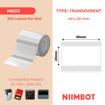 NIIMBOT - Gamma B - 40x20mm - Trasparenti - 320 etichette