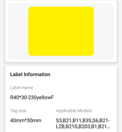 NB222 - NIIMBOT - B1 / B21 / B3S / B4 - 30X40MM - 230 YELLOW LABELS