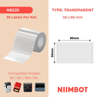 NIIMBOT - B Range - 50x80mm - Transparent - 95 Labels