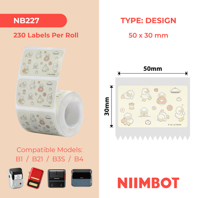 NB227 - NIIMBOT - B1 / B21 / B3S / B4 - 50X30MM - 230 LIGHT YELLOW DUCK LABELS