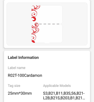 NB228 - NIIMBOT - B1 / B21 / B3S / B4 - 25X75MM - 100 RED CLOUD JEWELLERY LABELS (DUPLICATE NB204)