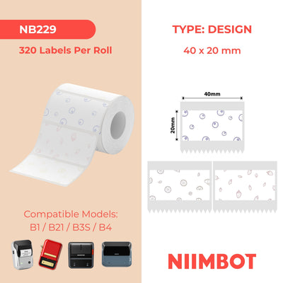NIIMBOT - B Range - 40x20mm - Fruit Pattern - 320 Labels