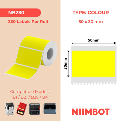 NIIMBOT - B Range - 50x30mm - Yellow - 230 Labels