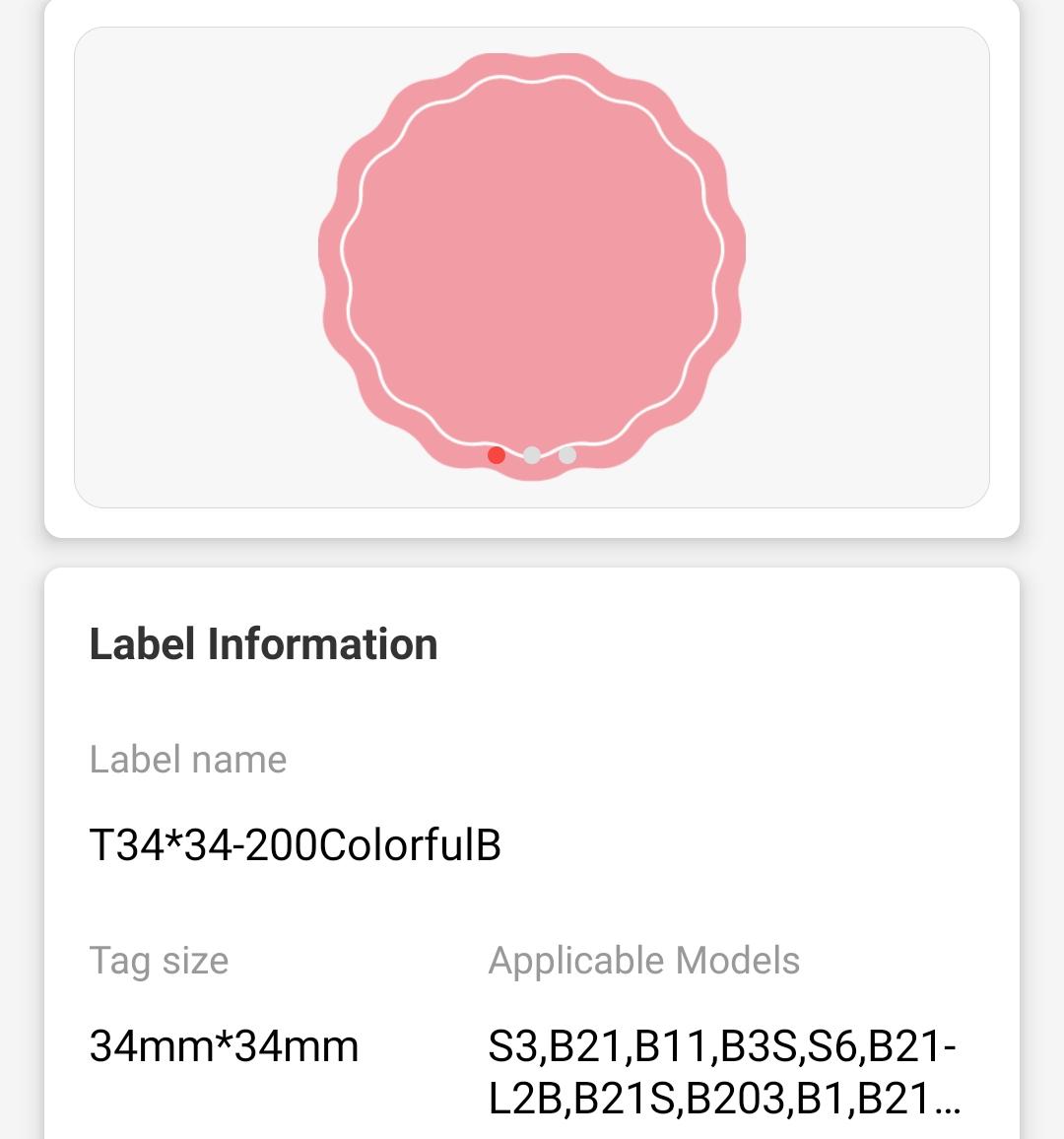 NB233 - NIIMBOT - B1 / B21 / B3S / B4 - 34X34MM - 200 WAVY ROUND PINK, YELLOW & BLUE MIXED LABELS