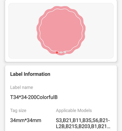 NB233 - NIIMBOT - B1 / B21 / B3S / B4 - 34X34MM - 200 WAVY ROUND PINK, YELLOW & BLUE LABELS