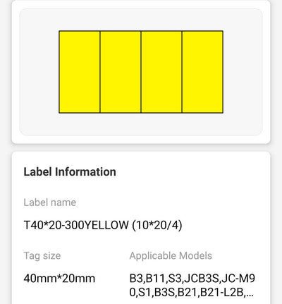 NB235 - NIIMBOT - B1 / B21 / B3S / B4 - 10X20MM/4 - 1,200 YELLOW 4 SPLIT LABELS