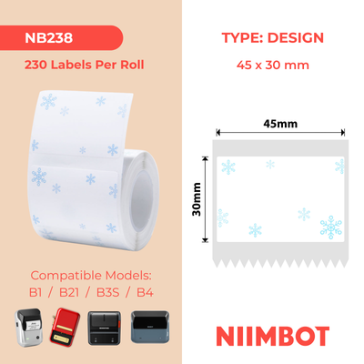 NB238 - NIIMBOT - B1 / B21 / B3S / B4 - 45X30MM - 230 BLUE SNOW LABELS