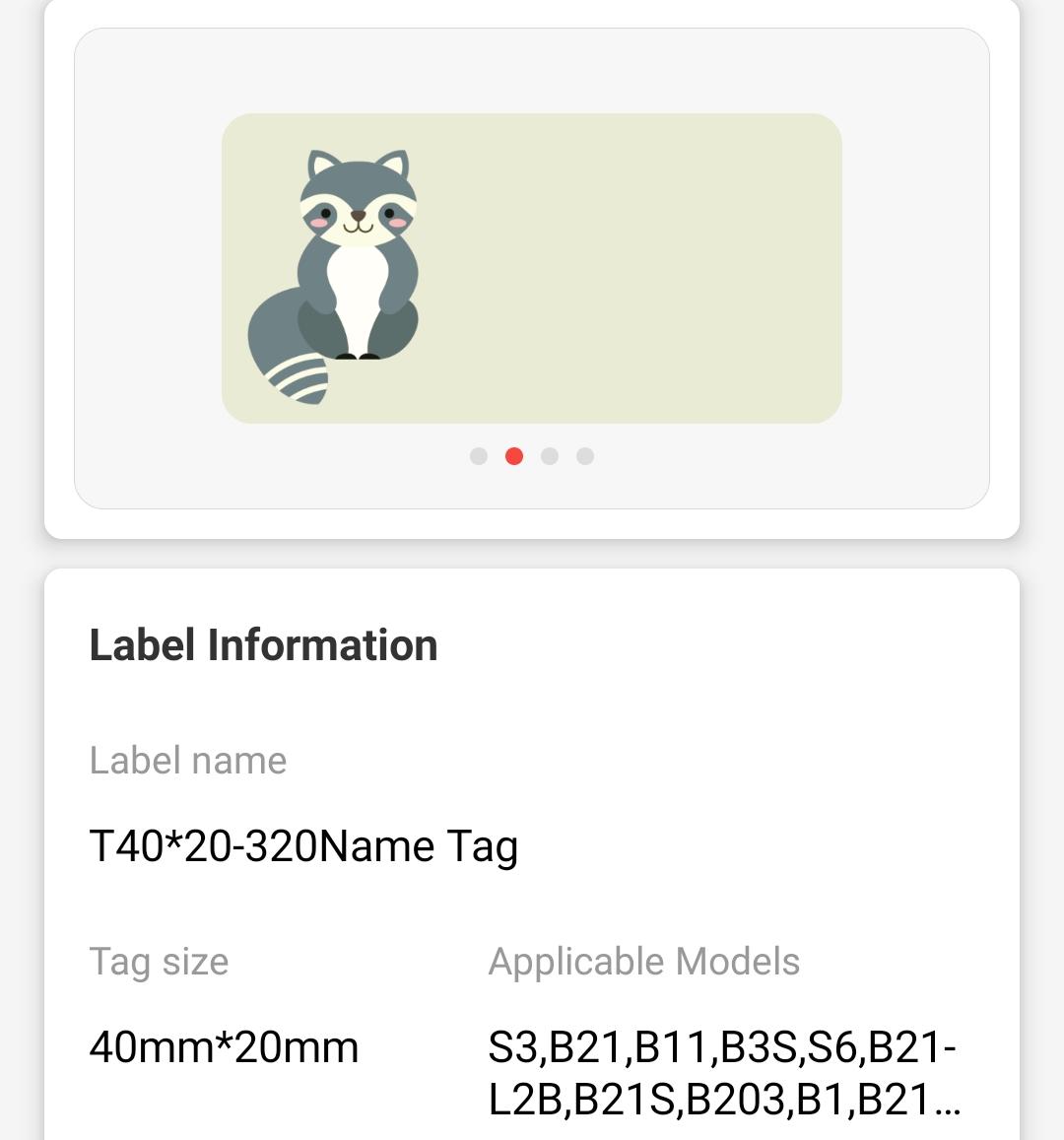 NB242 - NIIMBOT - B1 / B21 / B3S / B4 - 40X20MM - 320 NAMETAG ANIMAL LABELS