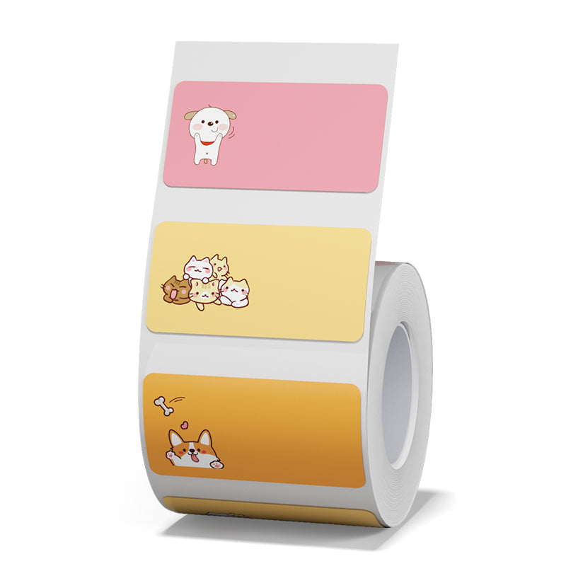 NB243 - NIIMBOT - B1 / B21 / B3S / B4 - 40X20MM - 320 PINK & ORANGE, CAT & DOG LABELS