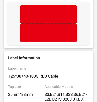 NB247 - NIIMBOT - B1 / B21 / B3S / B4 - 25X78MM - 100 RED CABLE LABELS