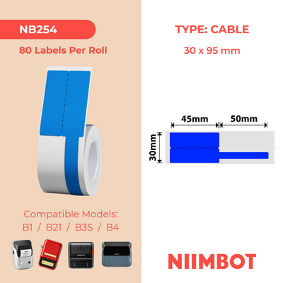 NB254 - NIIMBOT - B1 / B21 / B3S / B4 - 30X95MM - 80 BLUE CABLE LABELS