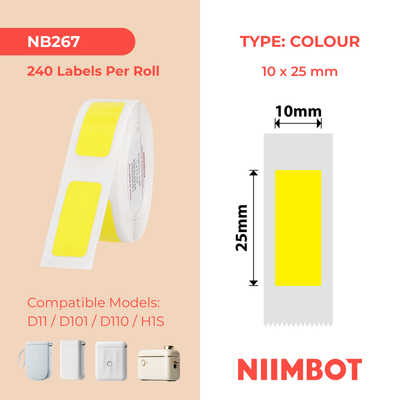 NB267 - NIIMBOT - D11 / D101 / D110 / H1S - 10X25MM - 225 YELLOW LABELS