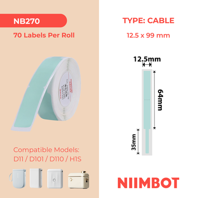 NB270 - NIIMBOT - D11 / D101 / D110 / H1S - 12.5X99MM - 70 MINT CABLE LABELS
