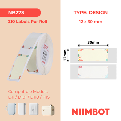 NB273 - NIIMBOT - D11 / D101 / D110 / H1S - 12X30MM - 195 SUNNY FLOWER LABELS