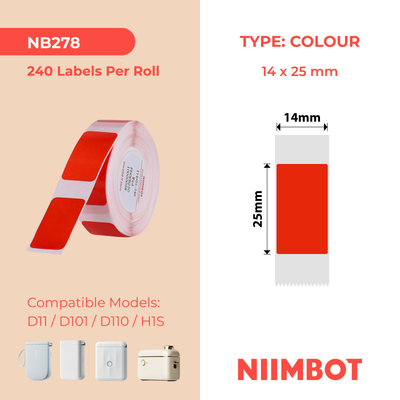 NB278 - NIIMBOT - D11 / D101 / D110 / H1S - 14X25MM - 240 RED LABELS